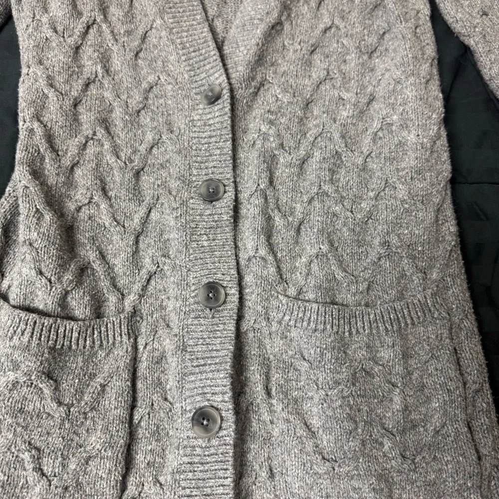 LOFT Light Gray Cable Knit Cardigan